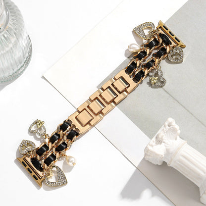 For Iwatch Strap Xiaoxiang Style Iwatch6543 Generation Denim Chain Metal BraceletXiaoxiang Style Strap