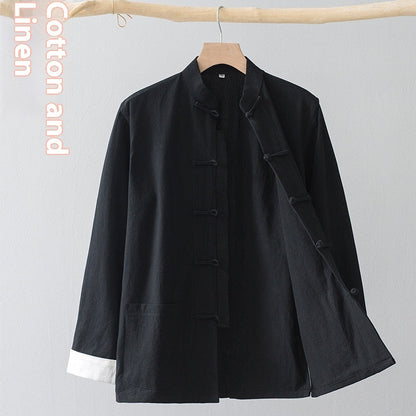 Cotton Linen Coat Vintage Top For Men