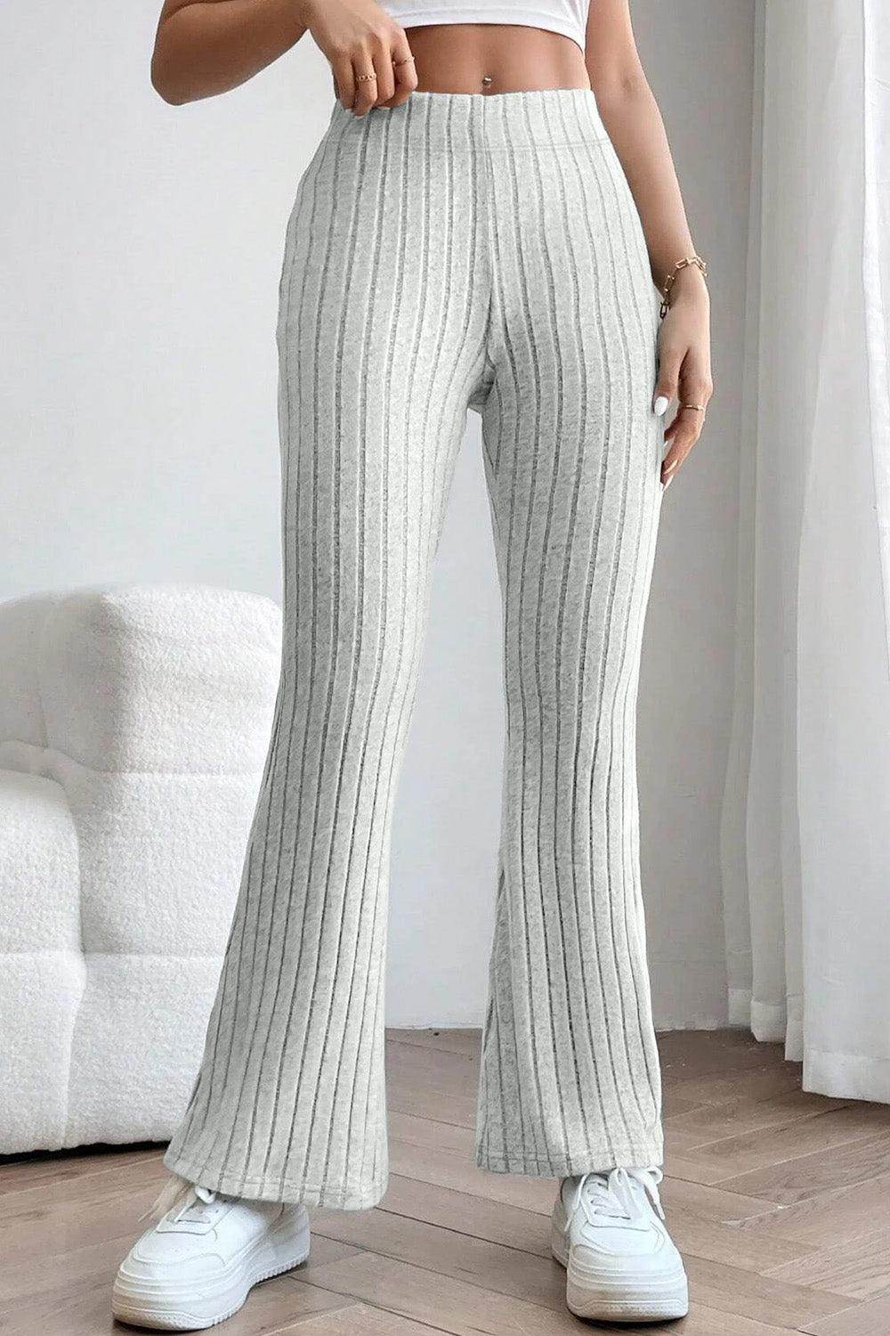 Basic Bae Full Size Ribbed High Waist Flare Pants for Women