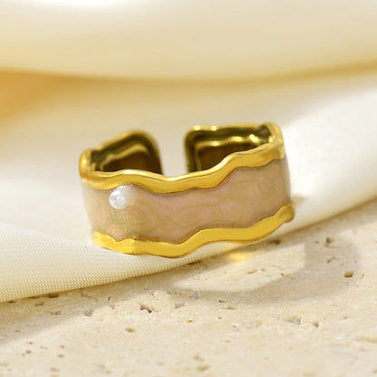 Geometric Retro Colorful Drip-oil Titanium Steel Ring