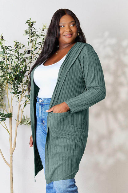Basic Bae Full Size Hooded Sweater Cardigan for Women