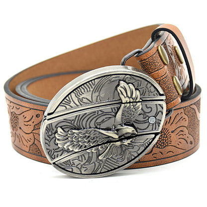 Personality Student Trendy Printing Engraving Smooth Buckle Knife Embossing Belt
