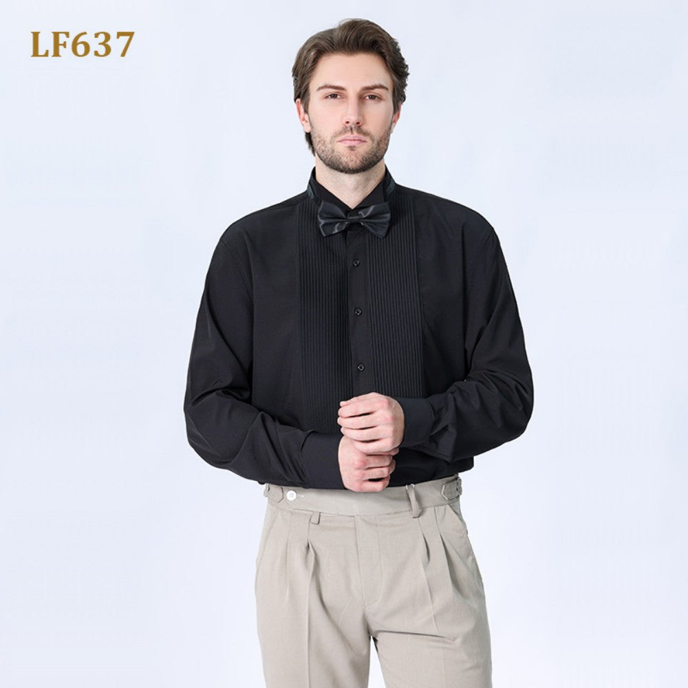 Shirt - Men's Multi-Color Long Sleeve Tuxedo Dress Shirt With Bow Tie