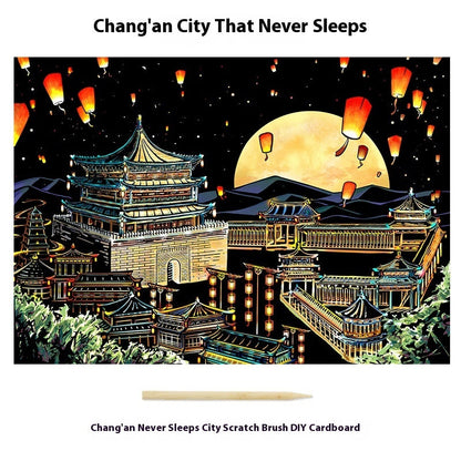 City Night Scene Colorful Diy Scraping Living Room Decorative Painting