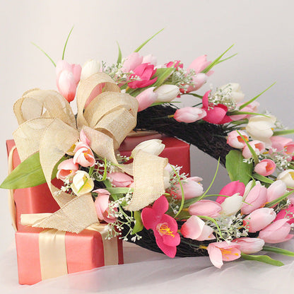Two Tone Tulip Wreath Valentine's Day Easter Ornament Pendant
