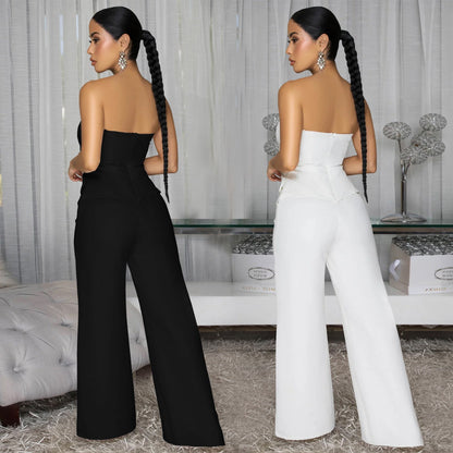 Womens Sexy Strapless Backless Jumpsuit