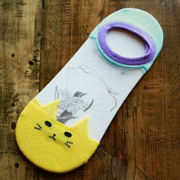 Cartoon Crystal Transparent Ankle Socks
