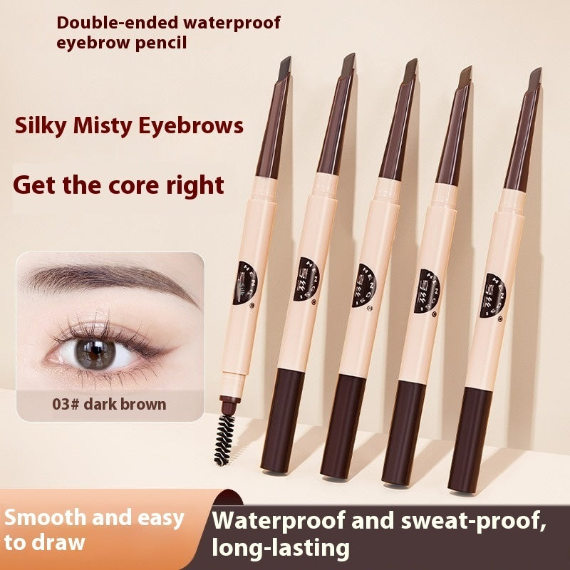Makeup Color Rendering Double Head Extremely Thin Waterproof And Sweat-proof Eyebrow Pencil