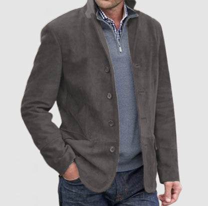 Men's Jacket Winter Stand Collar Button-up Coat Casual Blazer Outerwear Clothing