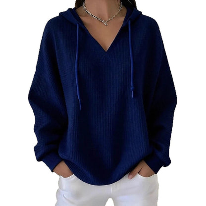 Casual Solid-color Trendy Hoodie With Drawstring And Long Sleeves