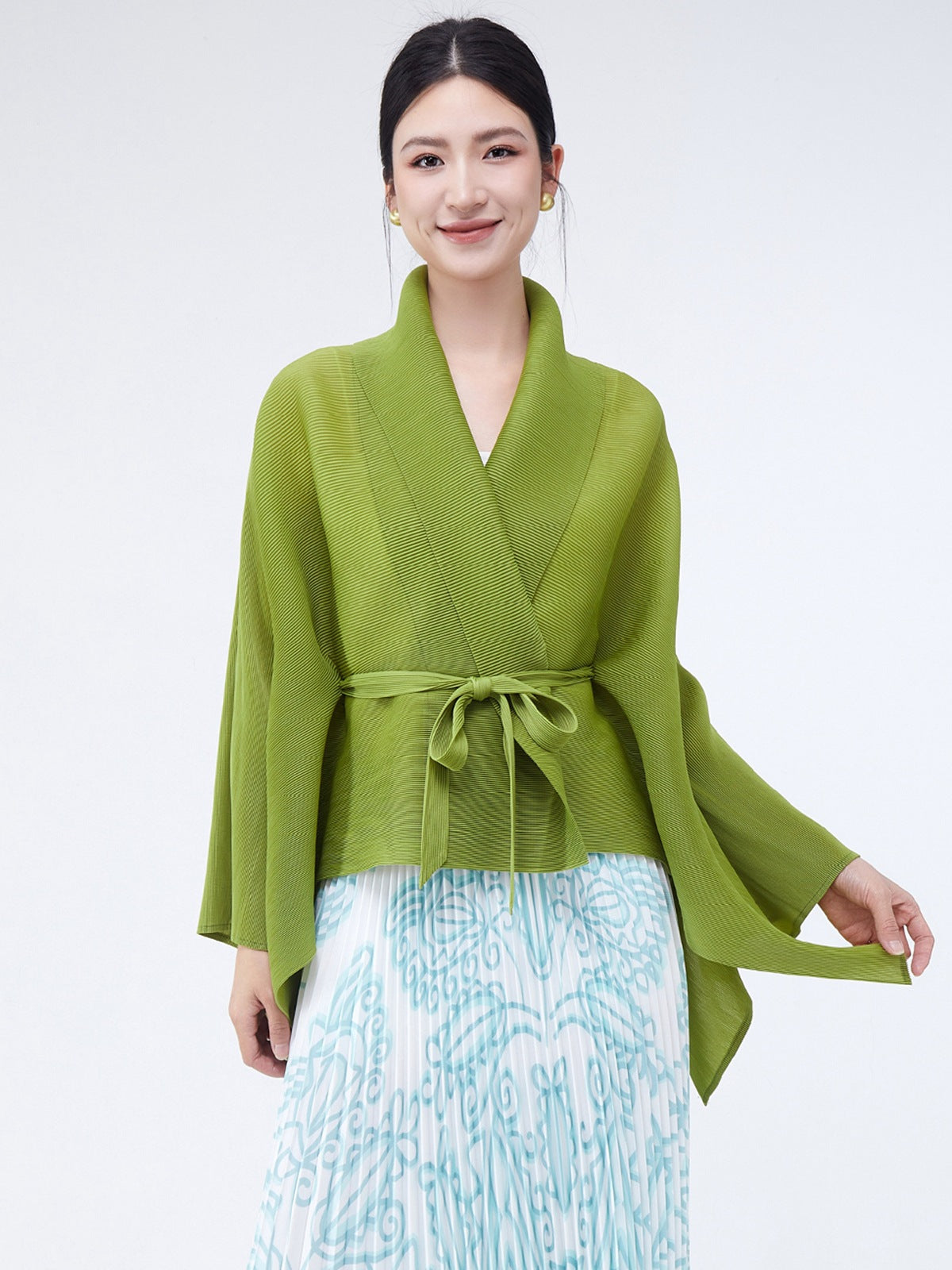 Loose-fitting Collared Tie-waist Irregular High-quality Versatile Cardigan Shawl
