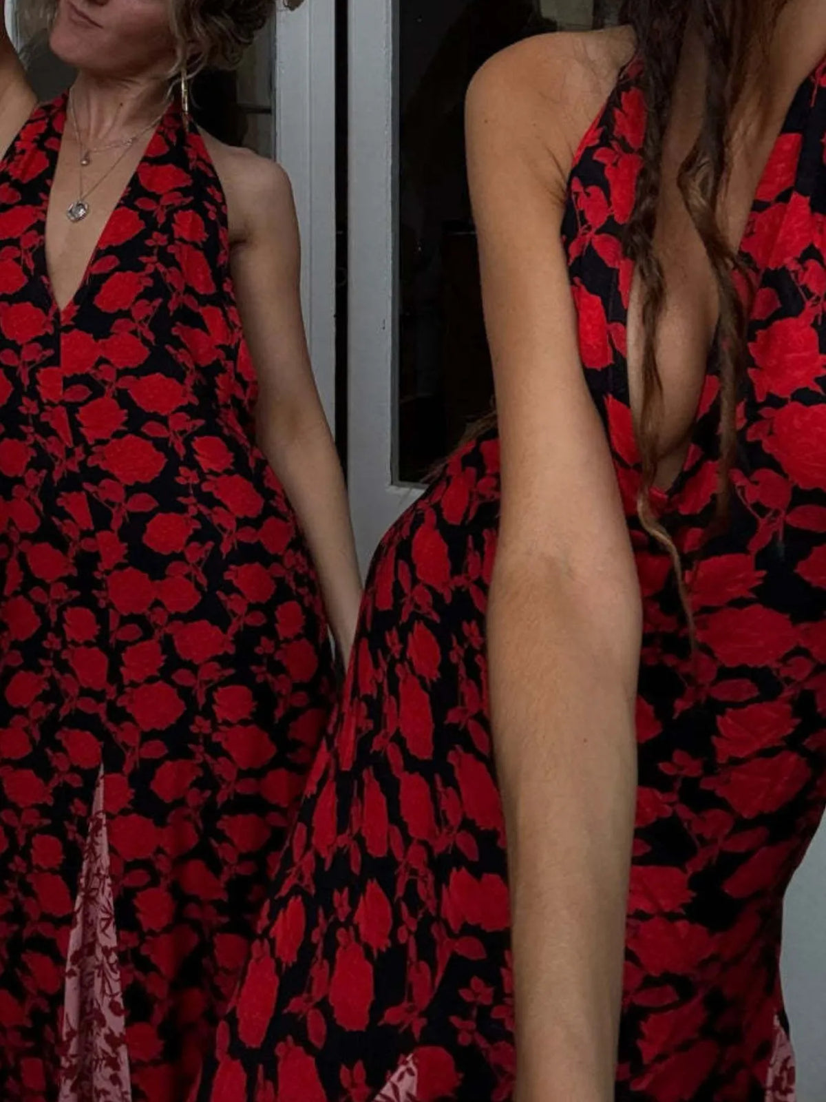Backless Halter Neck Polka Dot Maxi Dress