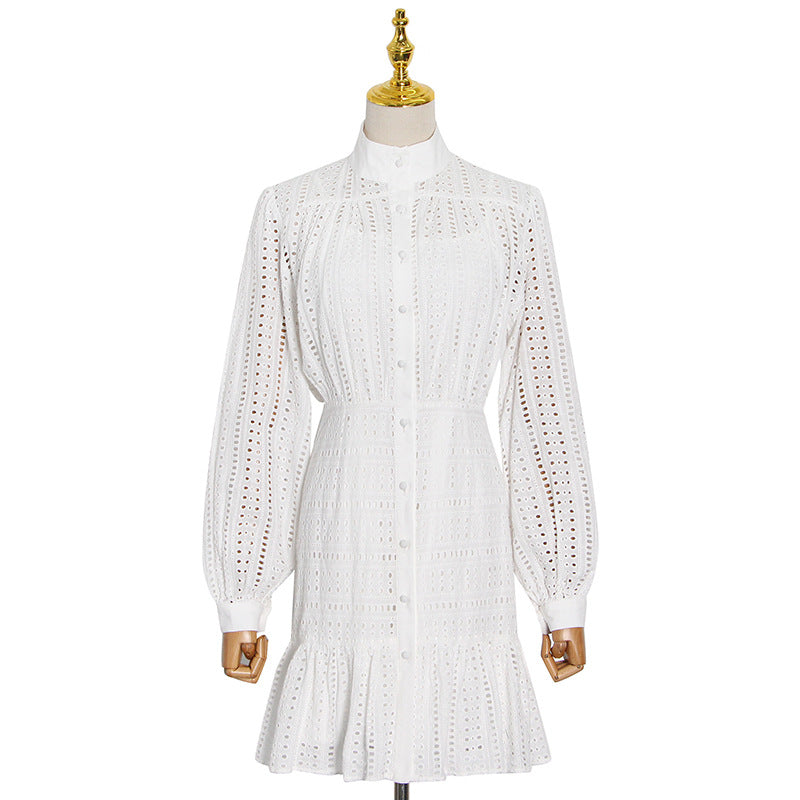Fashion Temperament Hollow Ruffle Short Dress Celebrity