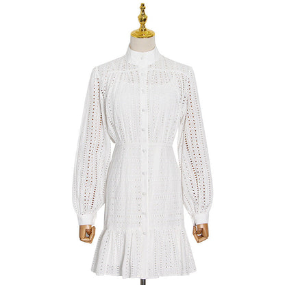 Fashion Temperament Hollow Ruffle Short Dress Celebrity