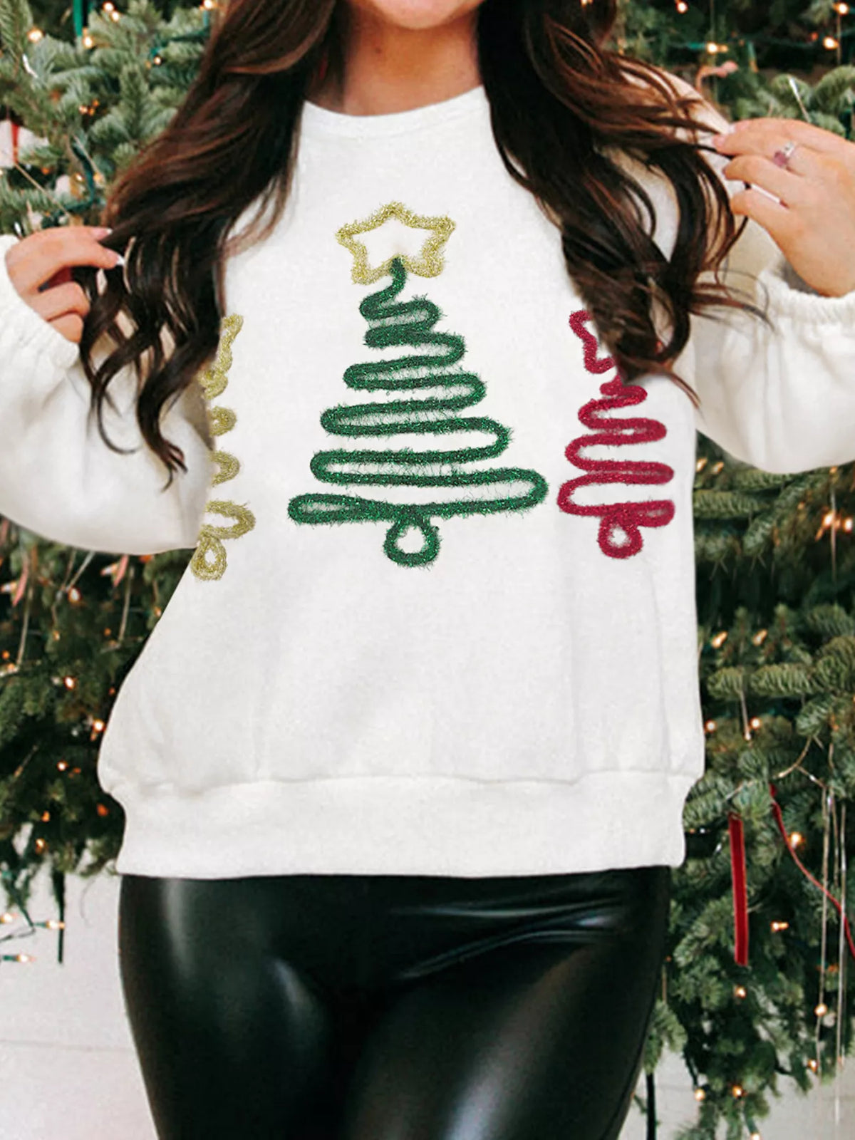 Christmas Tree Round Neck Sweatshirt