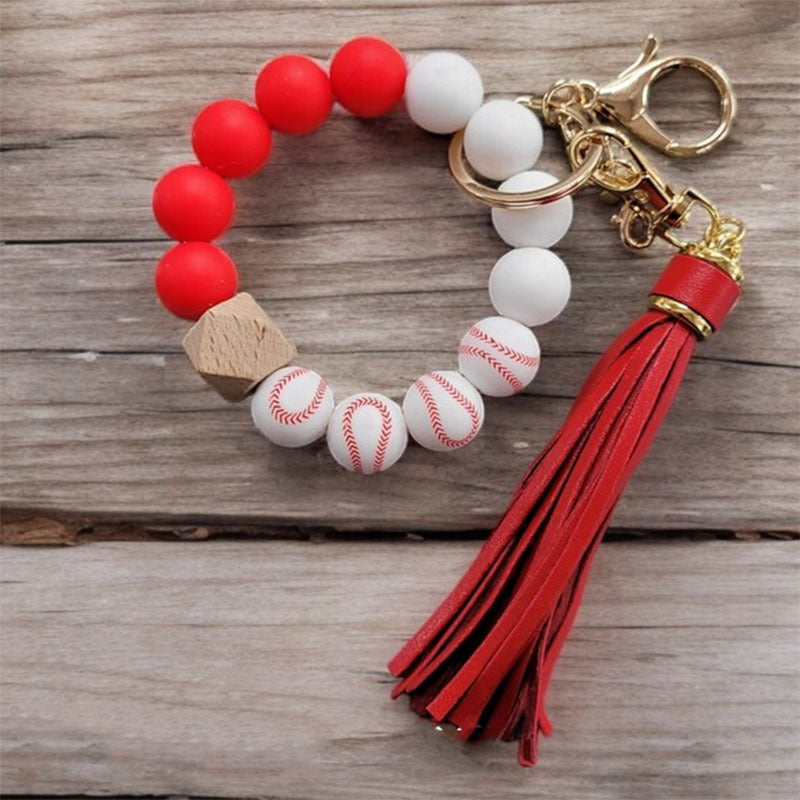 Silicone Cartoon Soccer Bead Bracelet Keychain