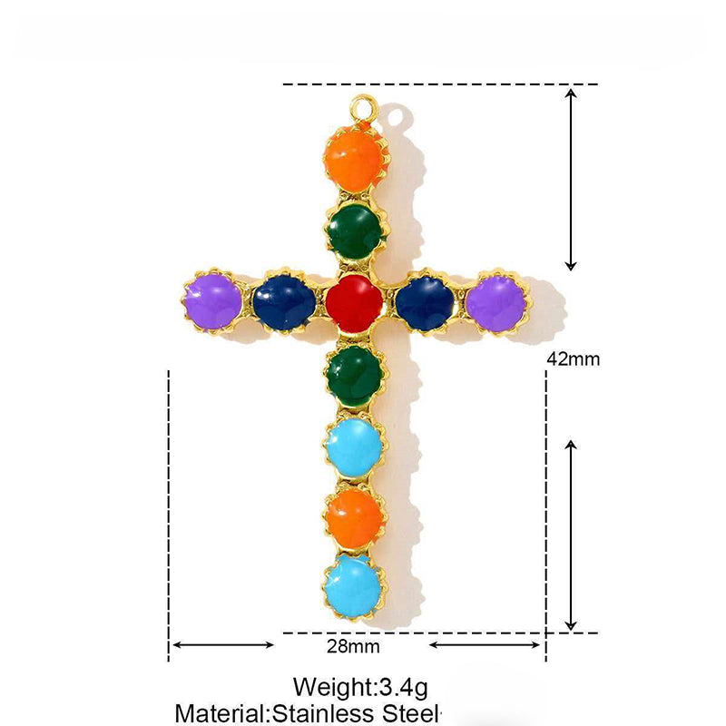 Stainless Steel Pendant With Zircon And Oil Dripping