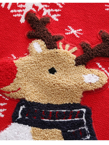 Children's Christmas Reindeer Snowflake Knitted Sweater