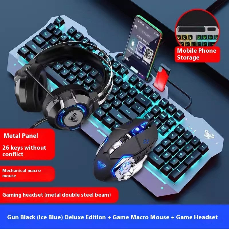Mechanical Feeling Wired Key Mouse Headset Bundle