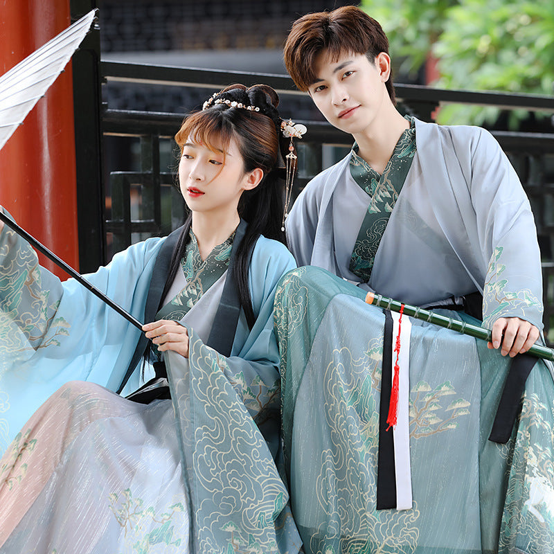 Men And Women Couples Wei And Jin Style Cross-collar Waist-length Skirts