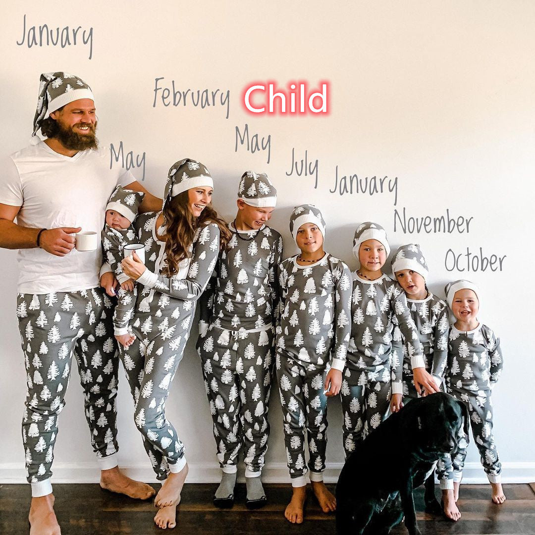 New Christmas Tree Printed Parent-child Suit Home Clothes