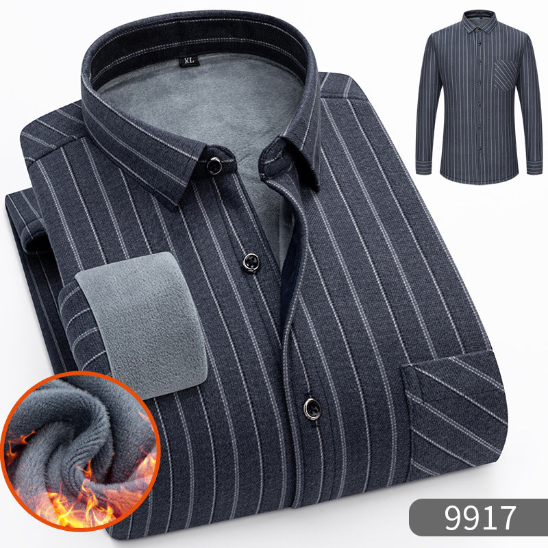 Warm Fleece-Lined Thickened Shirts For Middle-Aged And Senior Men