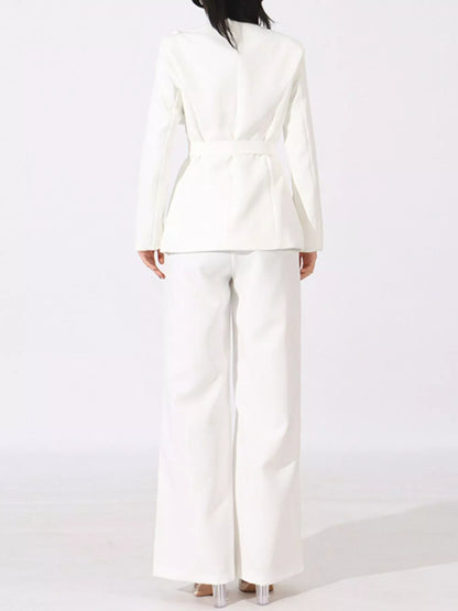 Flower Long Sleeve Blazer and Pants Set