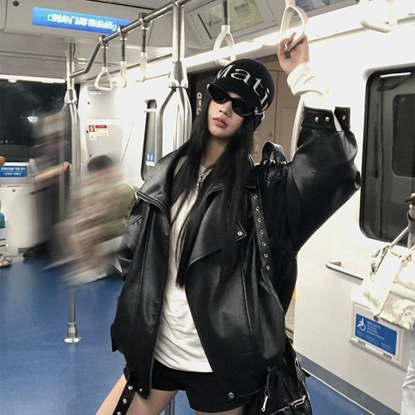 Biker's Leather Jacket Women's Loose All-match Retro