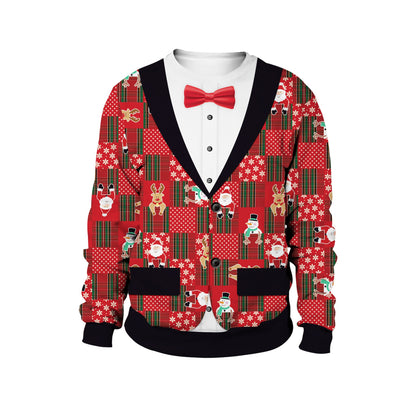 2024 Spring Cross-Border Women's New Christmas Clothing Round Neck Christmas Deer Couple Outfit Digital Printed Sweatshirt