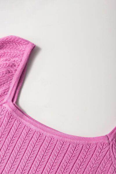 Textured Square Neck Half Sleeve Top for Women Stylish