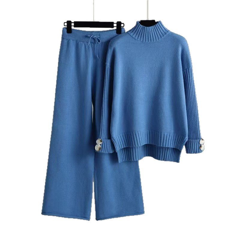 Women's Loose-fitting Half-turtleneck Knitted Set