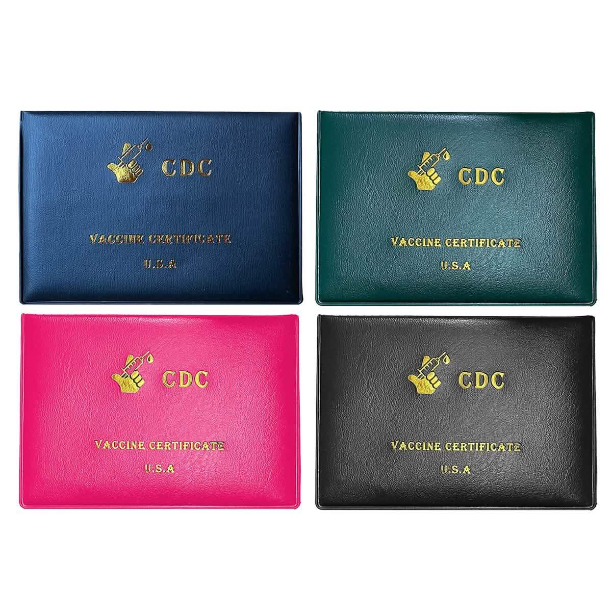 2-Pack: Faux Leather CDC Vaccination Card Immunization Record Protector Holder