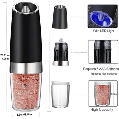 2-Pack: Gravity Electric Salt Pepper Grinder