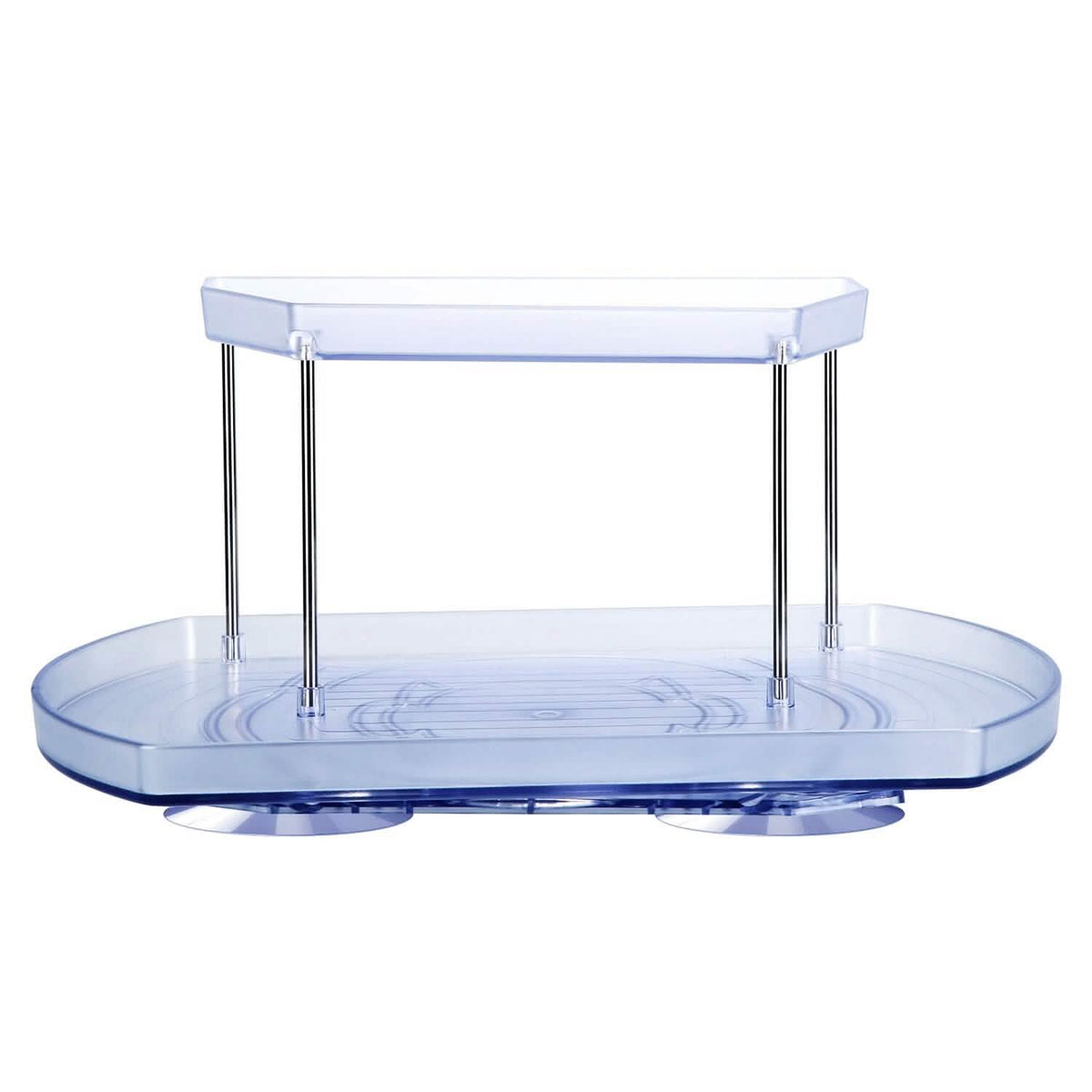 2-Tier Turntable Organizer Rectangular Refrigerator Spinner Storage Rack with 360° Rotatable Slide Rail