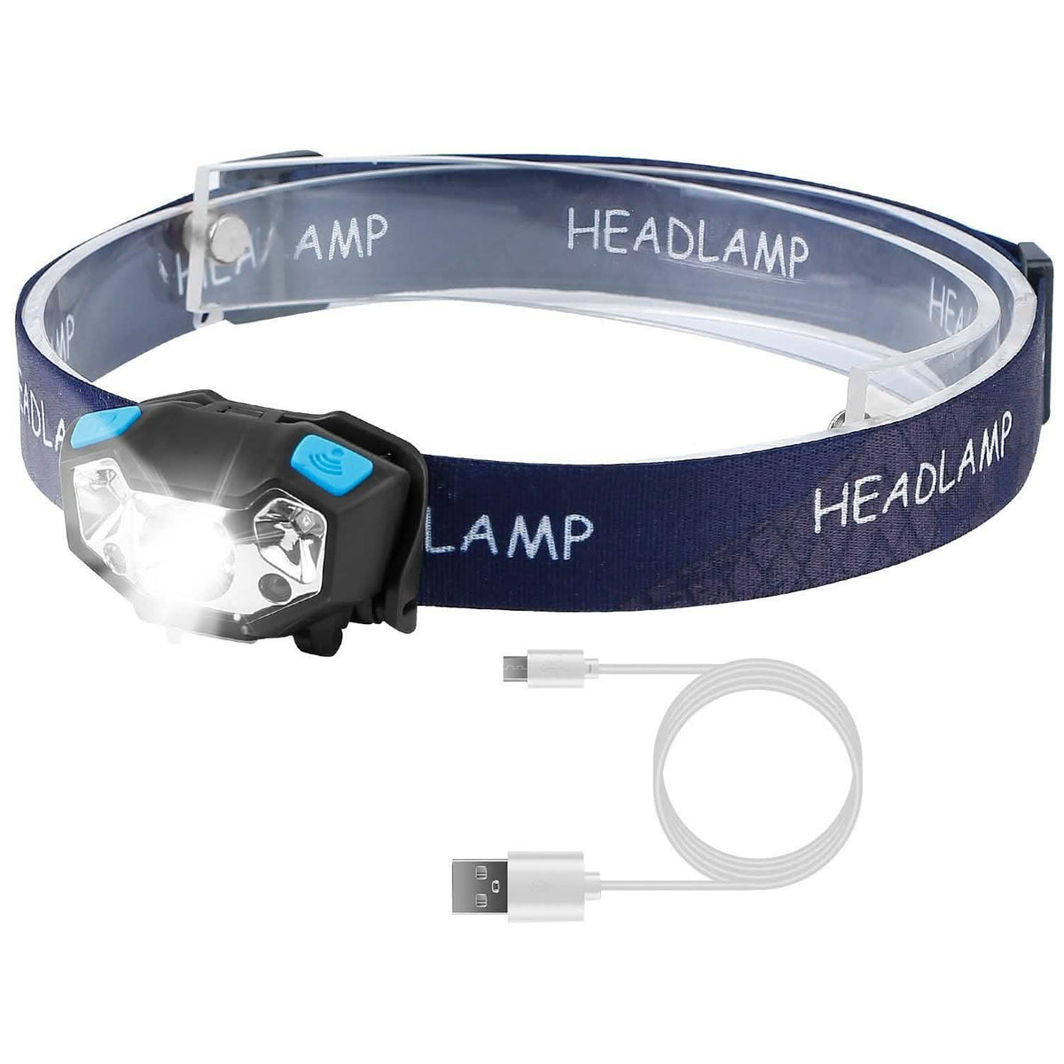 20000LM LED Headlamp USB Rechargeable Wave Motion Sensor Headlight