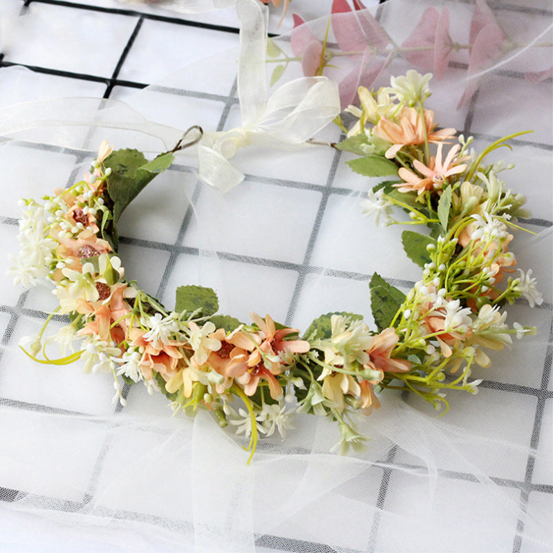 Forest women's floral wreath fresh little daisy princess sweet headband spring photo headband