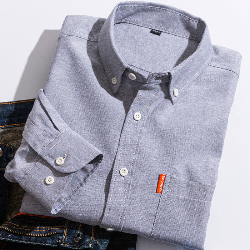 Pure Cotton Washed Oxford Woven Shirts Men