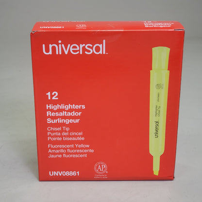 UNIVERSAL (144 Pack) Chisel Tip Highlighters Fluorescent Yellow UNV08861