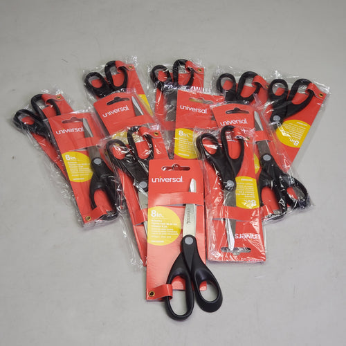 UNIVERSAL (12 Pack) Straight Stainless Steel Scissors 8" Black UNV92009