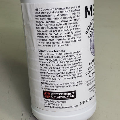 BETTERBILT CHEMICALS Industrial Strength Coin Brightener 1 Qt MS70 Safe On Gold Silver Nickel Copper Bronze Brass