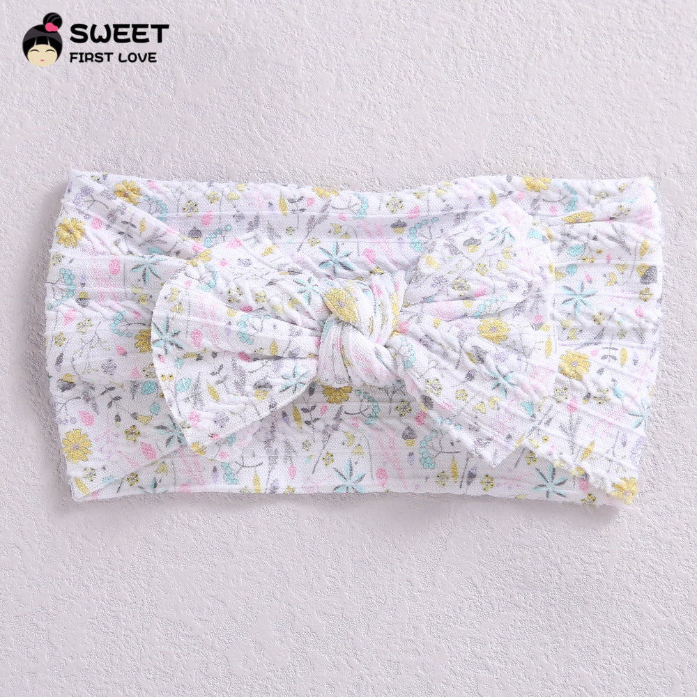 Children's Wide-brimmed Elastic Bow Baby Printed Headband