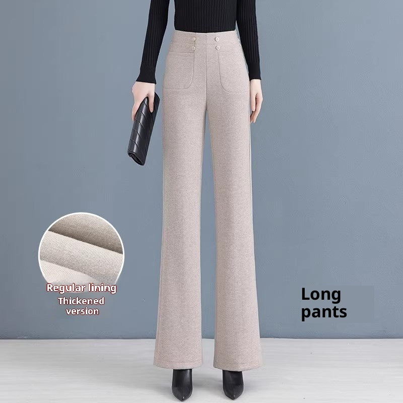 Womens Fallwinter Fleece-lined Slimming Bootcut Pants New Style