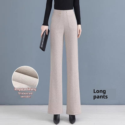 Womens Fallwinter Fleece-lined Slimming Bootcut Pants New Style