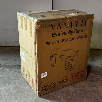 VANITTI Makeup Vanity Desk With 13 Storage Drawers 60"L x 21.66"W x 31.9"H White VNT-EVA-C01-WHT-02 (New Other, Minor Damage)
