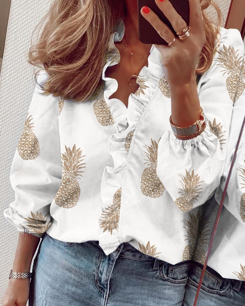 Casual Long Sleeved Ruffled Long-sleeved Ruffled Blouse For Women Spring Summer New Shirts Tops For Daily Wear Work Outfits