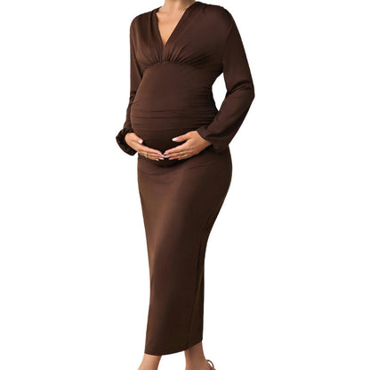 Maternity Pleats Sheath Long Skirt