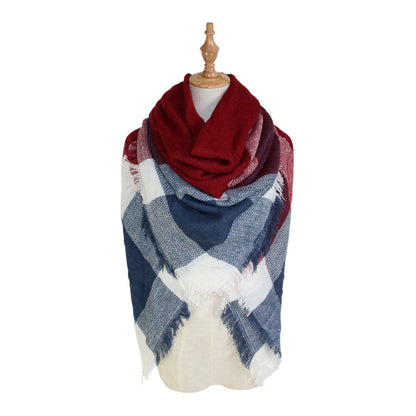 Plaid-print Versatile Neck Scarf Shawl