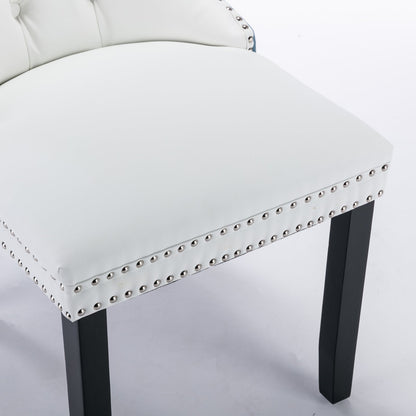 A&A Furniture Nikki Collection Modern High-end Tufted Solid Wood Contemporary PU 2-Pcs Set White+Light Blue
