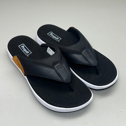 PROPET Easton Cushion Flip Flop Sandal Leather Men's Sz 8.5 M(D) Black MSV011P