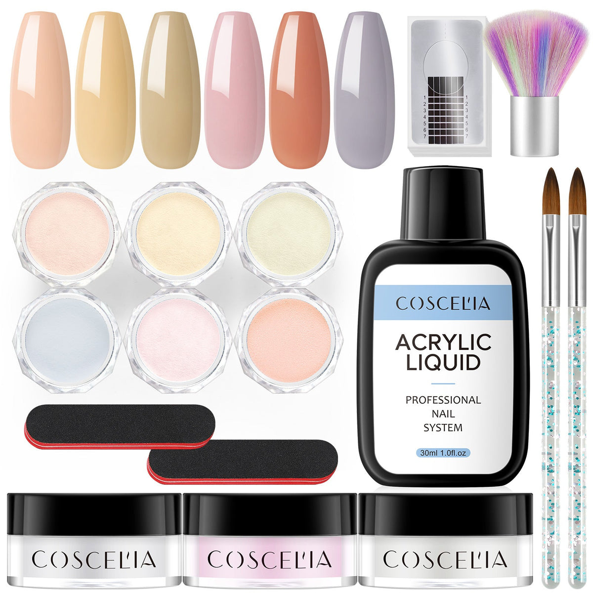 COSCELIA New 9 Color Crystal Color Powder 30Ml Crystal Liquid Manicure Tool Full Set Of Beginners